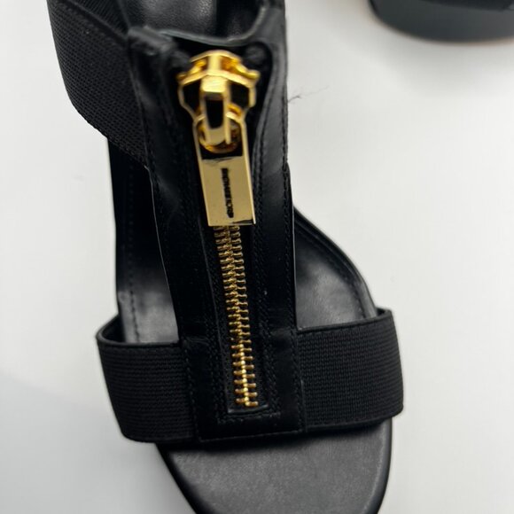 Michael Kors Black Sandals with Gold Zipper - Picture 7 of 12